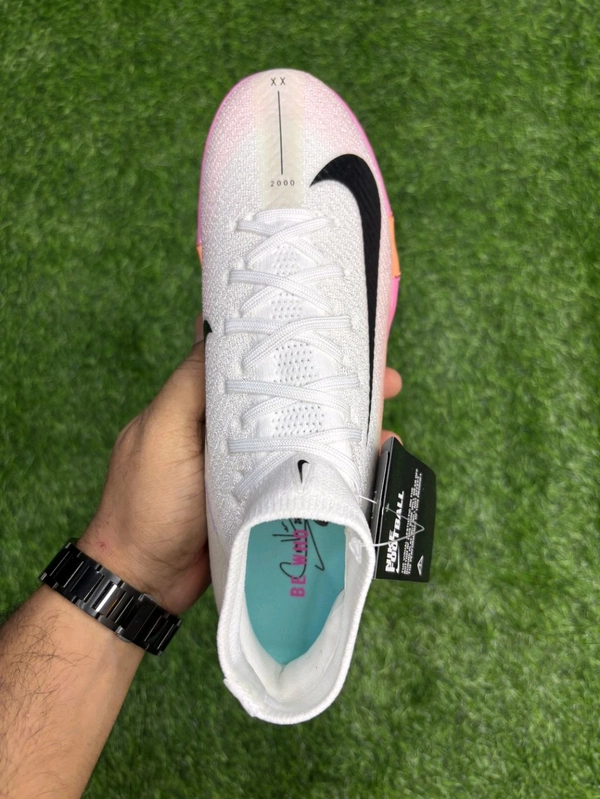 Mercurial Superfly 10 White Pink Mix AG/Turf High-Top With Lace - 7.5