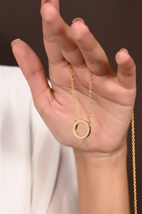Mira Circle Of Sparkle - Yellow Gold, Pendent Length: 20 Inch, Pendent