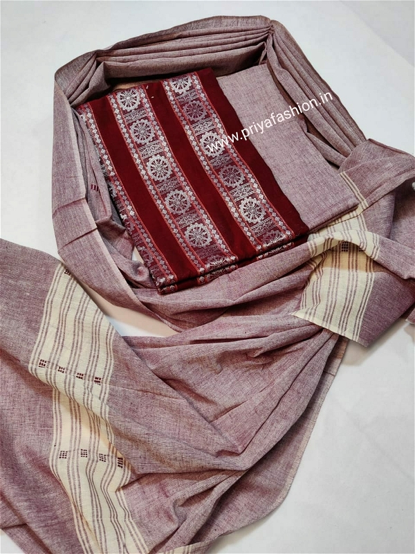 101448 Sambalpuri Dress Material With Stiching Size 32-42 Size - Dark Meroun, 34 Chest