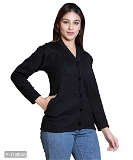 100524 Women Woolen Sweater - Xl, Black