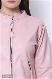 100528 Leather Solid Jackets for Women - L, Pink Lace