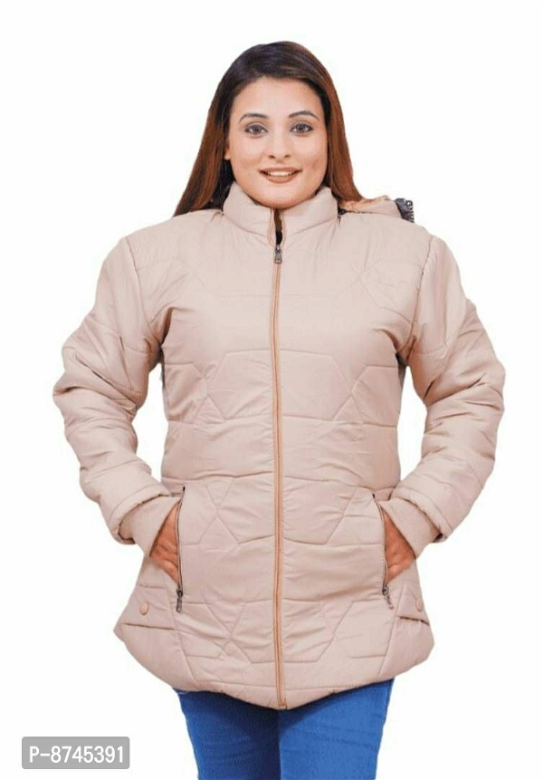 100530 Classic Polyester Solid Jackets for Women - Peach, X