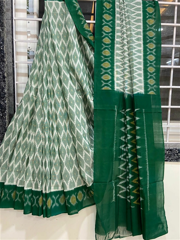 100558 Sambalpuri Ikkat merceraized cotton sareesWith matching blouse 