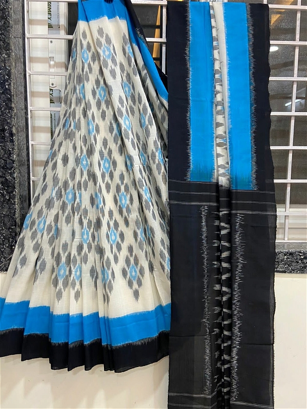 100560 Sambalpuri Ikkat merceraized cotton sareesWith matching blouse 