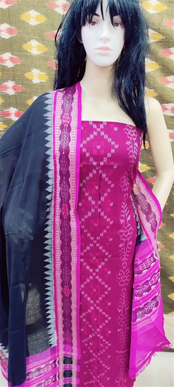 100657 Sambalpuri Handloom Cotton Dress Materials With Dupatta Set