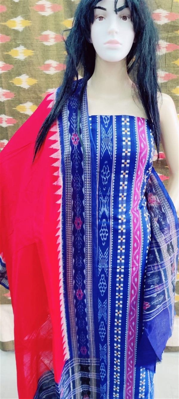 100660 Sambalpuri Handloom Cotton Dress Materials With Dupatta Set