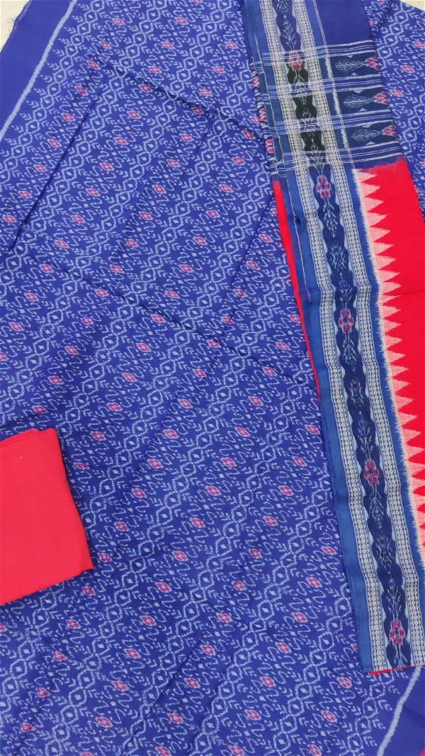 100666 Sambalpuri Handloom Cotton Dress Materials With Dupatta Set