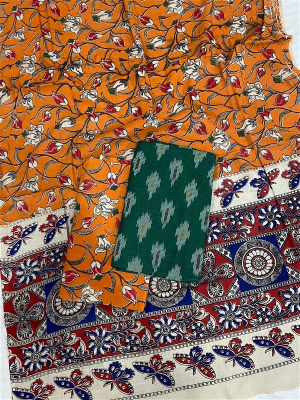 100472 Ikat Kalamkari Cotton Dress Material