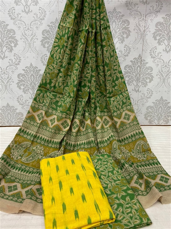 100779 Ikat Kalamkari Cotton Dress Material