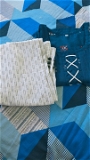 100787 Cotton Kurti With Ankal Pant Set - L, Royal Blue