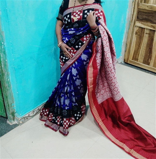 100810 Silk Pata With SAMBALPURI Patchwork Saree