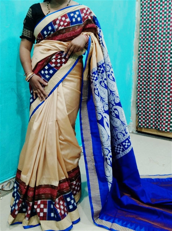 100813 Silk Pata With SAMBALPURI Patchwork Saree