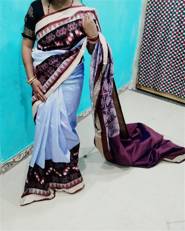 100815 Silk Pata With SAMBALPURI Patchwork Saree
