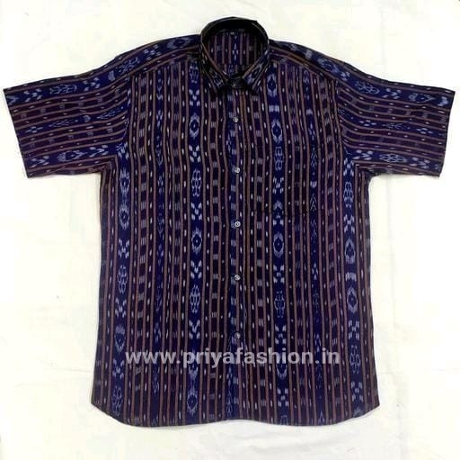 100967Sambalpuri Handloom Cotton Half Shirt  - 38