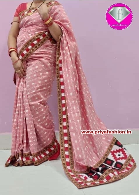 101000 Sambalpuri Handloom Cotton Patchwork Saree With Blouse 