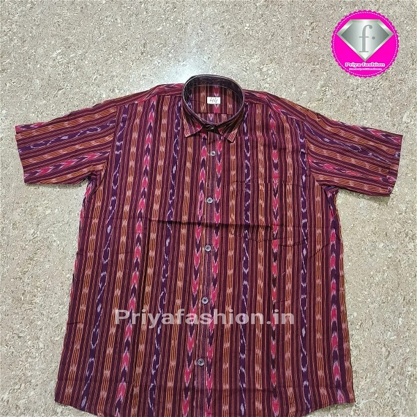 101035 Sambalpuri Handloom Cotton Half Shirt  - 38