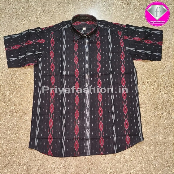 101040 Sambalpuri Handloom Cotton Half Shirt  - 40