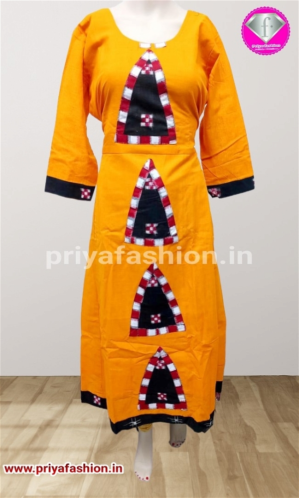 101060 Sambalpuri Handloom Cotton Design Kurti  - 44 Chest