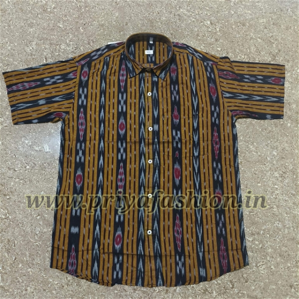 101036 Sambalpuri Handloom Cotton Half Shirt  - 38