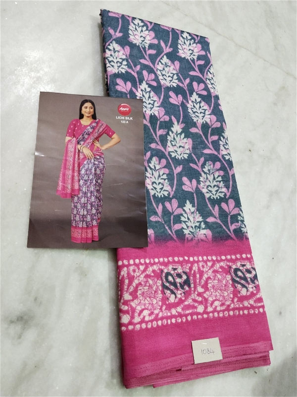 Lichi Silk Sarees  - Daily Wear, Brilliant Rose