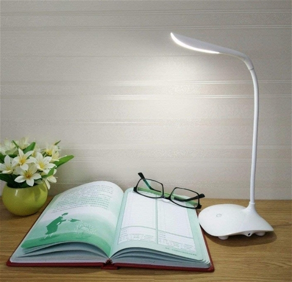 Rechargeable Usb Table Lamp 3 Mode Touch Button Medium - white