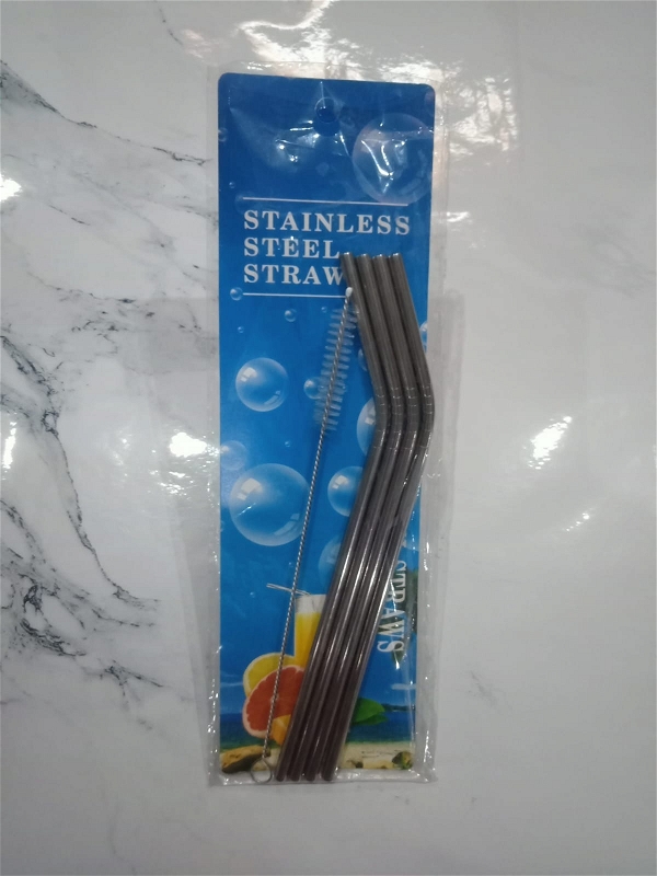 Stainless Steel Straw 4 Bend with cleaner brush