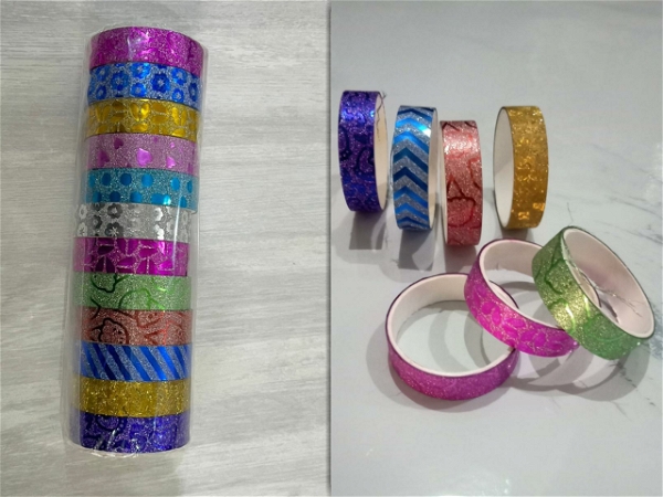 Mosa Tapes Shining Color For Art Craft Washi Tape, Scrapbooking, Decoration, Gift Wrapping,(set of 12)
