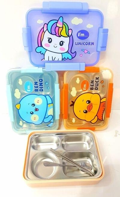 Cartoon print premium quality lunch boxes Steel Insulated  1000 ml plus 150 ml Only duck design available