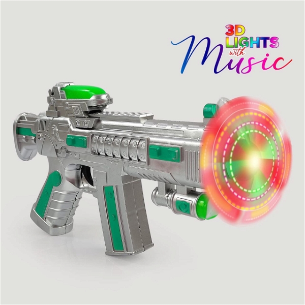 Homeoculture Amazing Musical Space Toy Gun for Kids|with Ultra Sonic Laser Light Feature |Colorful 3D Light Effects & Music| LED Fan| Vibration System