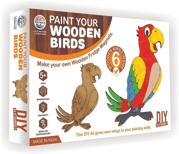 Paint Your Wooden Fridge Magnets for Kids/Adults (Paint Wooden Birds) Diy kit