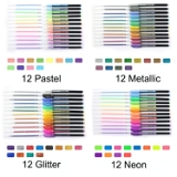 Homeoculture Glitter, Neon, Pastel, Metallic Colors Gel Pen Set, 48 Pcs - 0.5