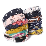 Homeoculture Hair Accessories Korean Style Solid Fabric Knot with Tape Plastic Hairband Headband for Girls and Woman 6 PCS-(RANDOM) MULTI COLOUR
