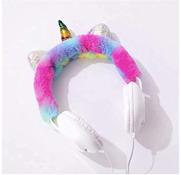 Homeoculture Unicorn Fur Headphones for Girls - Wired Headphones for Kids on Ear, Toddler Headphones for 3.5mm Jack (Pink) Smart Headphones��(Wired) - 0.5