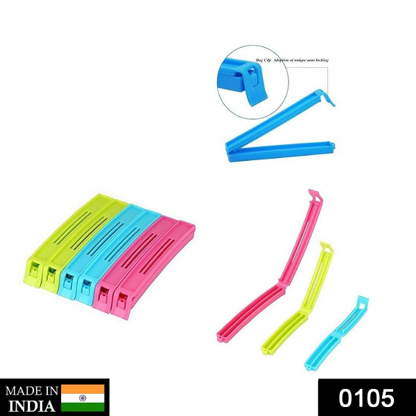 0105 Plastic Snack Bag Clip Sealer Set (18 Pcs, Multicolour) - India, 0.093 kgs