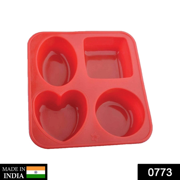 0773 Silicone Circle, Square, Oval and Heart Shape Soap And Mini Cake Making Mould - India, 0.173 kgs