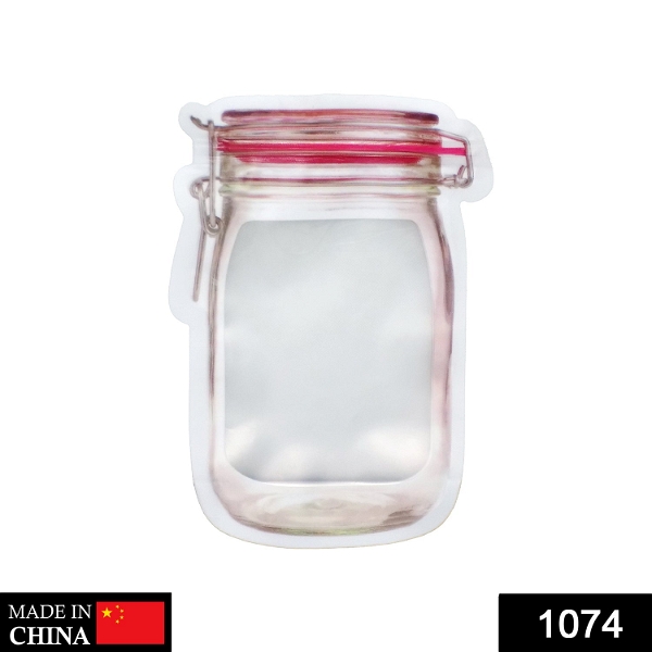 1074 Reusable Airtight Seal Plastic Food Storage Mason Jar Zipper (500ml) - China, 0.106 kgs