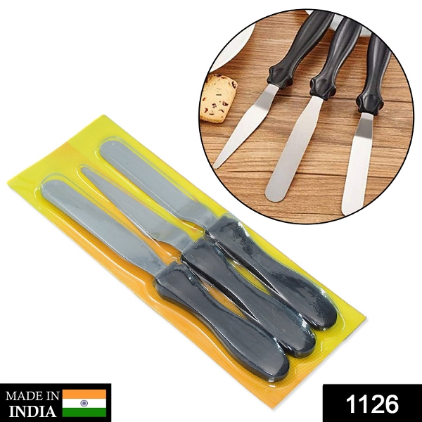 1126 Multi-function Cake Icing Spatula Knife - Set of 3 Pieces - India, 0.09 kgs