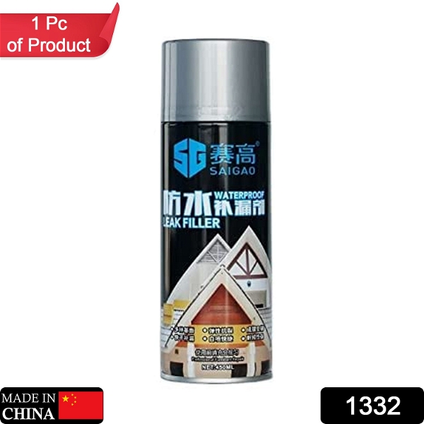 1332 Waterproof Leak Filler Spray Rubber Flexx Repair & Sealant - Point to Seal Cracks Holes Leaks Corrosion More for Indoor Or Outdoor Use Black Paint (450 Ml) - China, 0.388 kgs