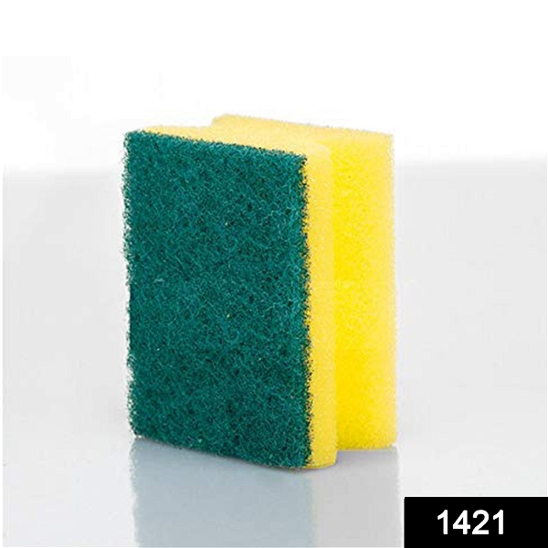 1421 Scrub Sponge 2 in 1 Pad for Kitchen, Sink, Bathroom Cleaning Scrubber - India, 0.056 kgs