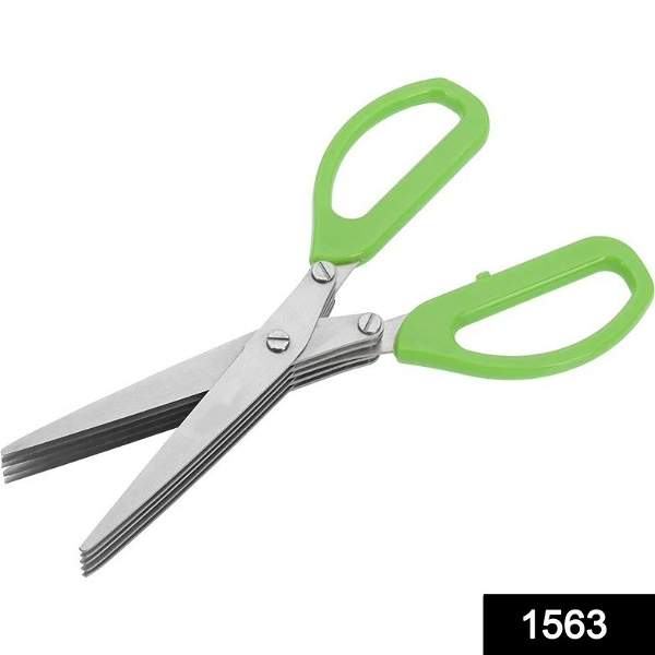 1563 Multifunction Vegetable Stainless Steel Herbs Scissor with 5 Blades - India, 0.17 kgs