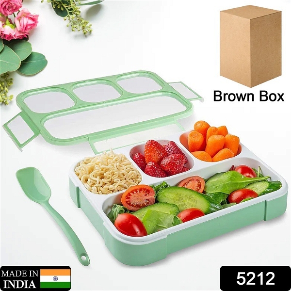 5212 Lunch Box 4 Compartment With Leak Proof Lunch Box For School & Office Use - India, 0.28 kgs