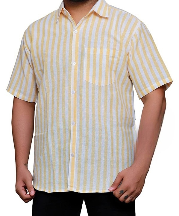 HALF-L42-SHIRT-YELLOW Khadi Cotton Half Sleeve Shirt - XL / 42, 0.25 kgs, India