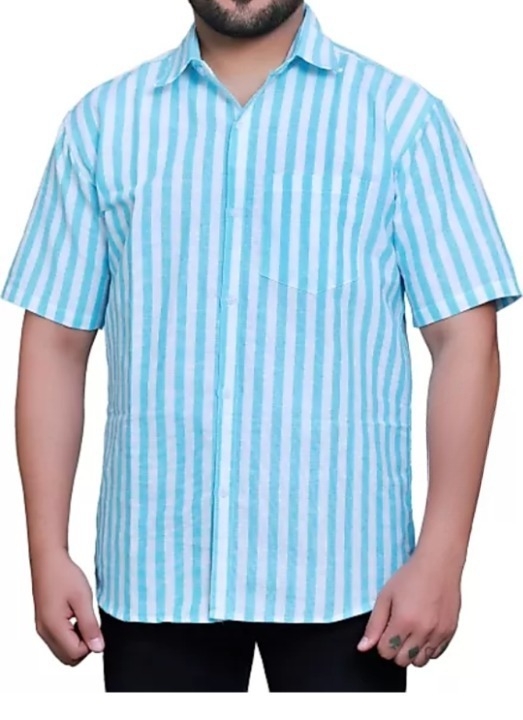 HALF-L44-SHIRT-BLUE Khadi Cotton Half Sleeve Shirt - India, XXL / 44, 0.25 kgs