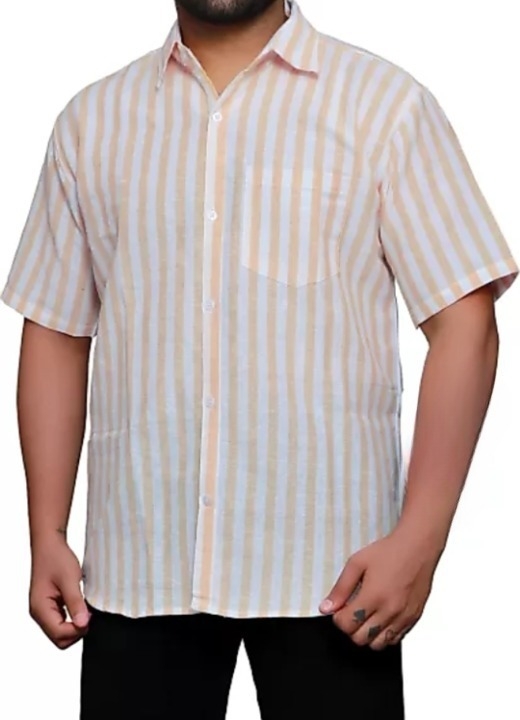 HALF-L42-SHIRT-ORANGE Khadi Cotton Half Sleeve Shirt - India, XL / 42, 0.25 kgs