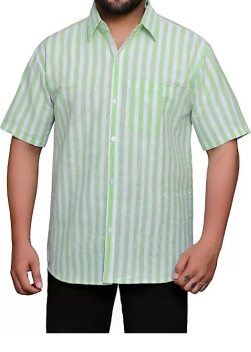 HALF-L44-SHIRT-GREEN Khadi Cotton Half Sleeve Shirt - India, XXL / 44, 0.25 kgs