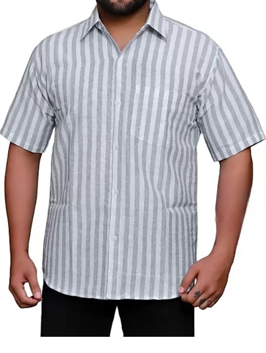 HALF-L44-SHIRT-GREY Khadi Cotton Half Sleeve Shirt - India, XXL / 44, 0.25 kgs