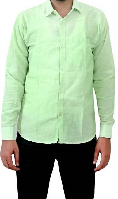 FULL-P42-SHIRT-GREEN Khadi Cotton Full Sleeve Shirt - India, XL / 42, 0.25 kgs