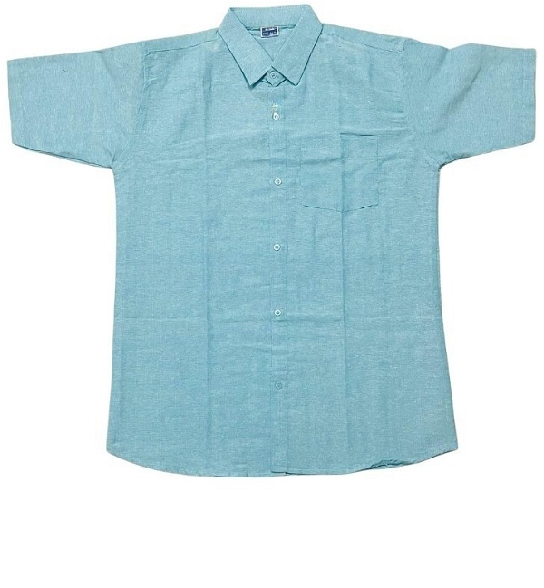 HALF-P42-SHIRT-BLUE Khadi Cotton Half Sleeve Shirt - India, XL / 42, 0.25 kgs
