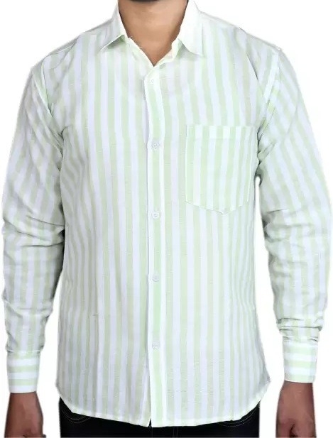 FULL-L44-SHIRT-GREEN Khadi Cotton Full Sleeve Shirt - XXL / 44, 0.25 kgs, India