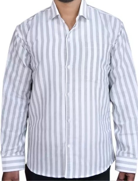 FULL-L44-SHIRT-GREY Khadi Cotton Full Sleeve Shirt - XXL / 44, 0.25 kgs, India